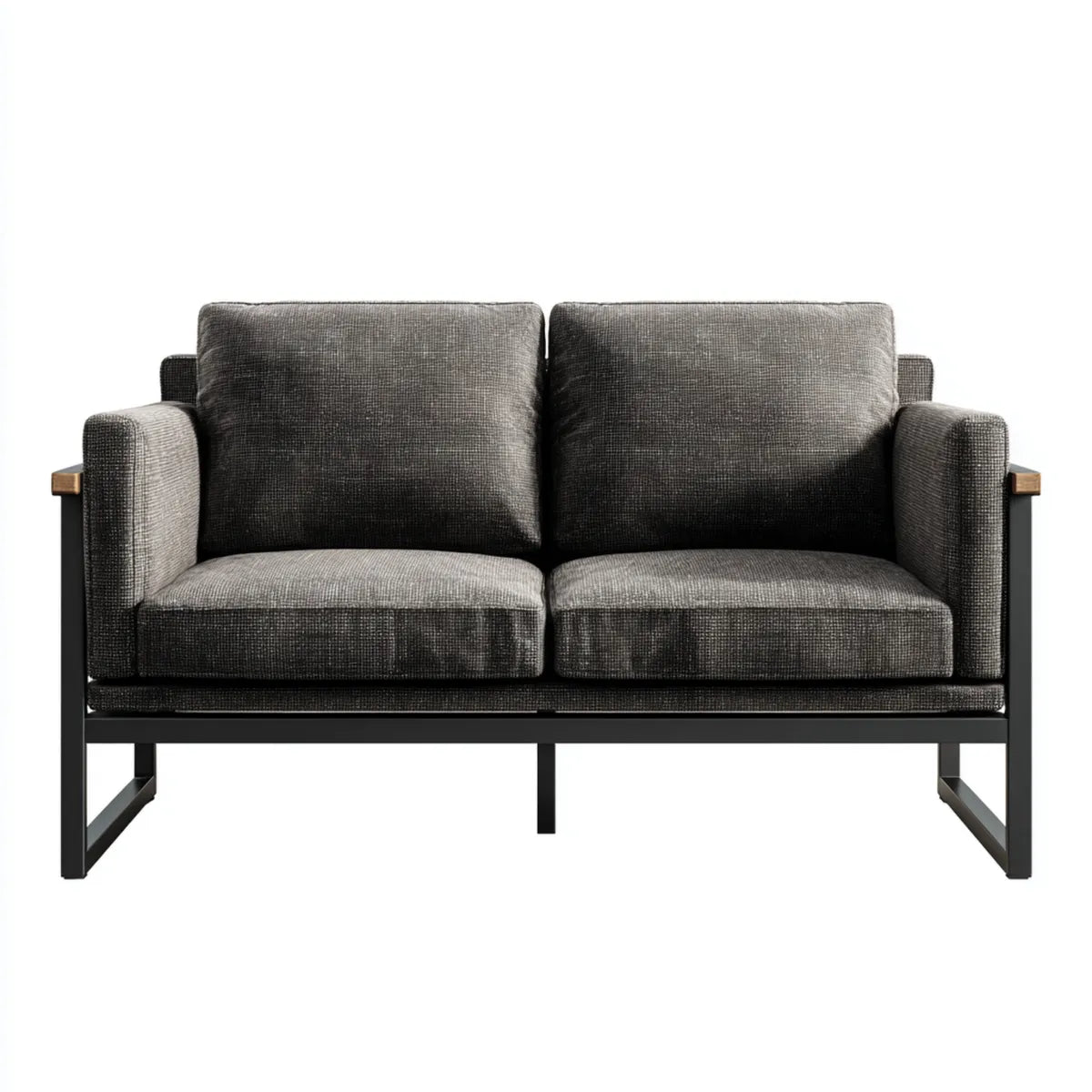 Sofa, 2 fotela szara antracyt 150 x 78 x 78 cm poliester prostokątna stal termoplastyczna