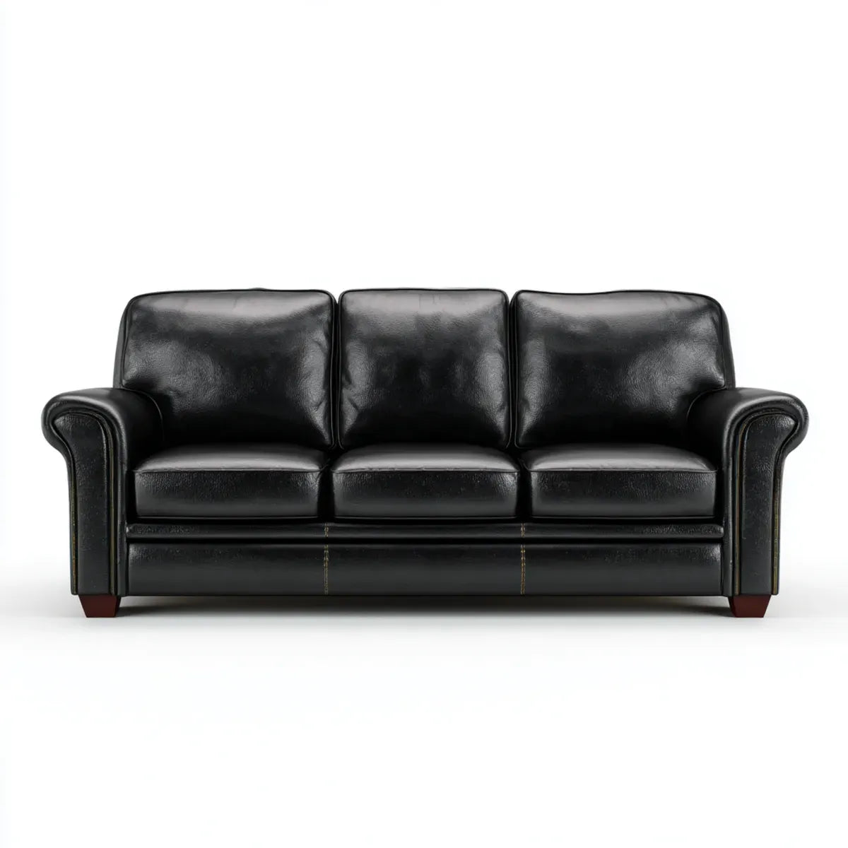 Sofa, 3- fotela czarny 215 x 90 x 85 cm PU- sztuczny prostokątna