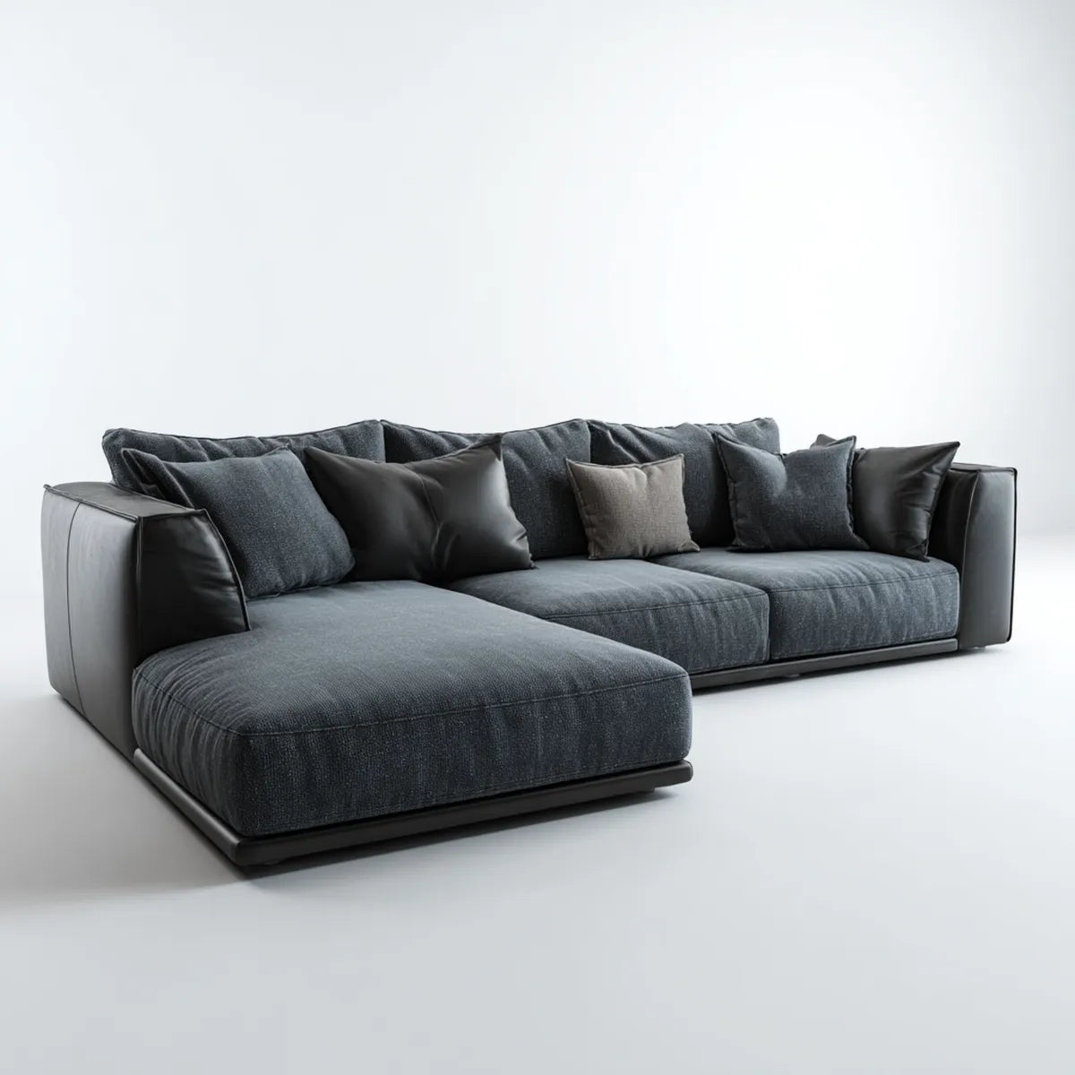 Sofa, Kanapa narożna z czarnym antracytem z lewym zwrotnikiem 310 x 170 x 85 cm poliester PU sztuczna skóra kształt litery L