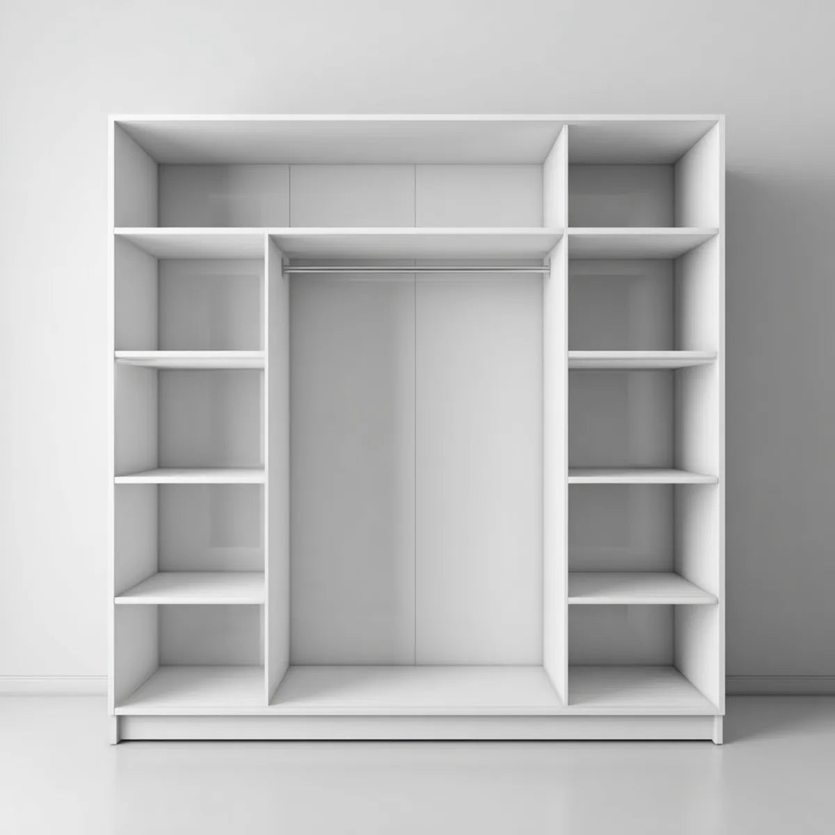 Szafa otwarta biała szafa 180 x 50 x 200 cm w prostokątnym panelu melaminy
