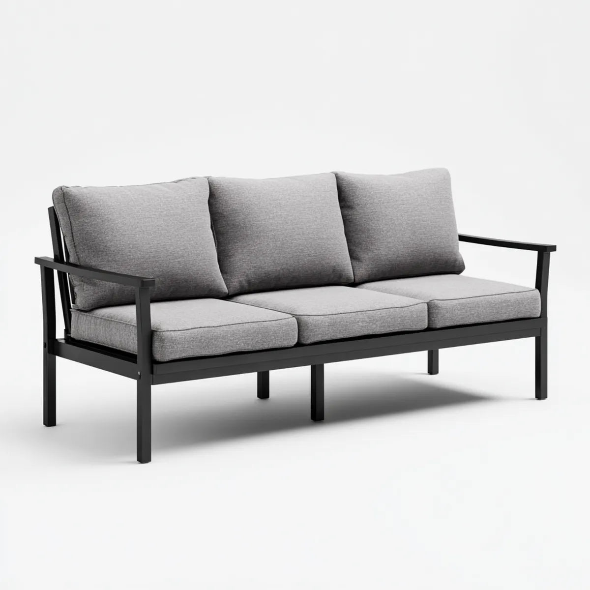 Sofa, Czarno-szara sofa w poliestrze o konstrukcji stalowej 180 x 75 x 78 cm prostokątna