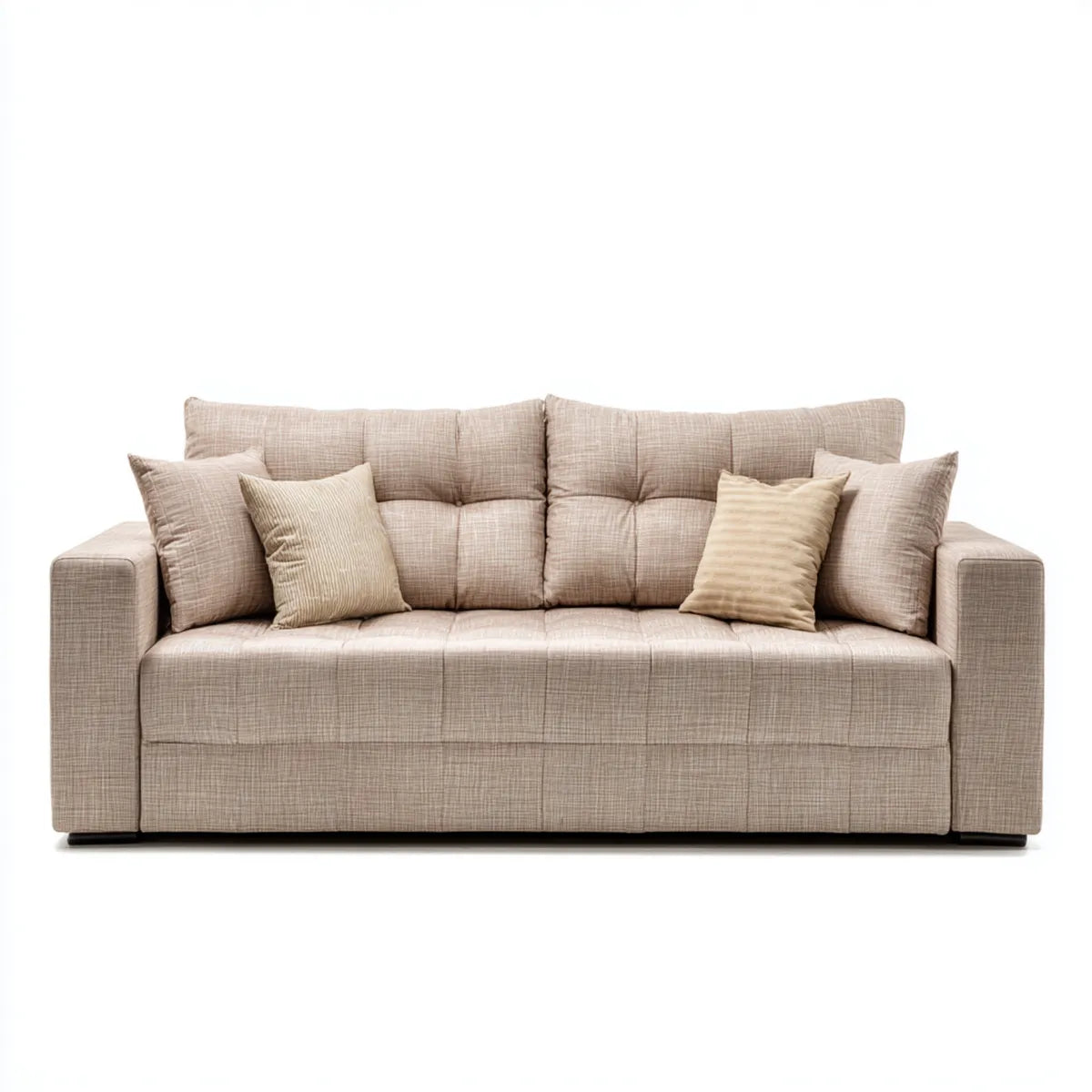 Sofa, 3-osobowa kanapa beżowa 210 x 95 x 88 cm poliester prostokątna