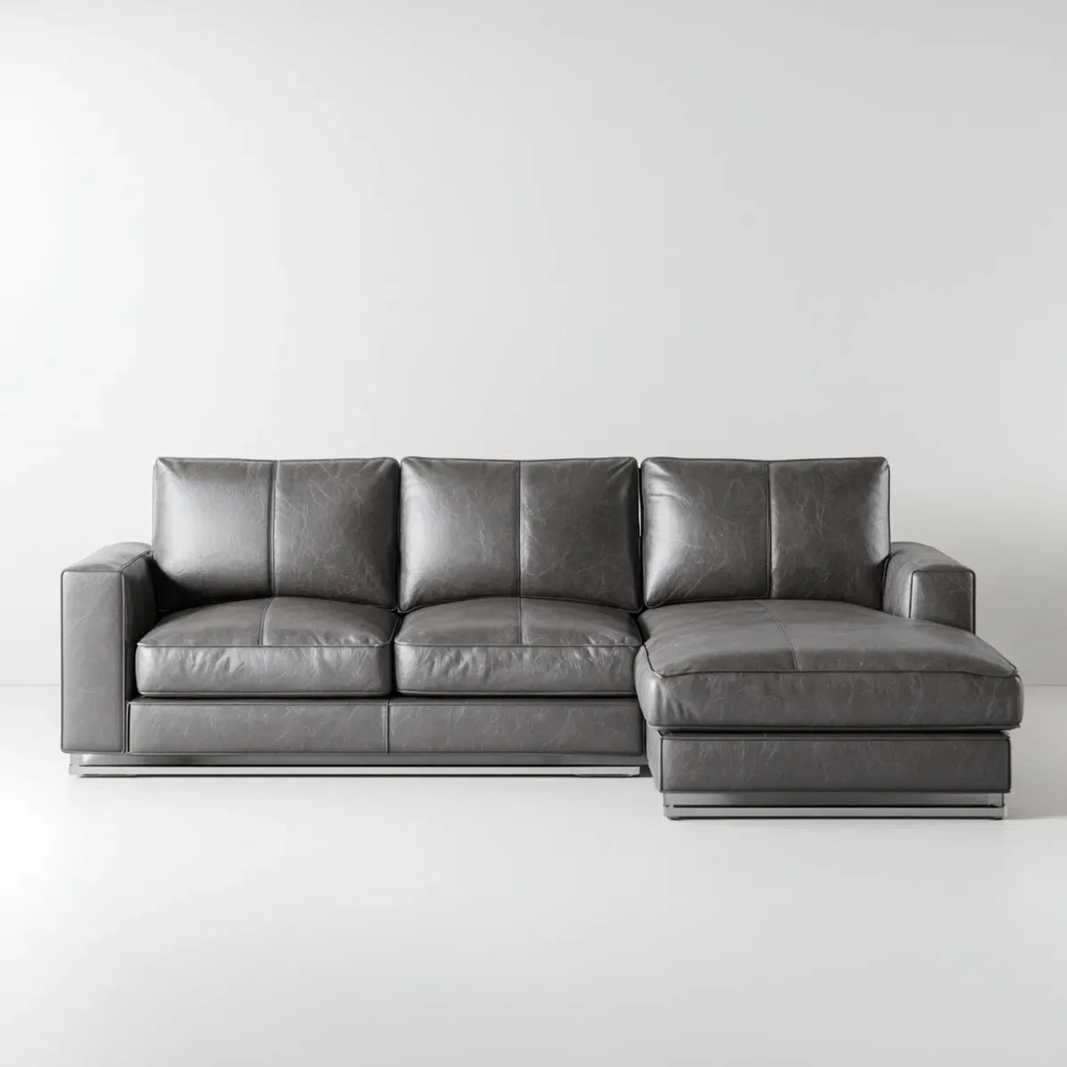 Sofa, Rożna sofa z rekamierem w prawo ciemnoszarym 285 x 165 x 85 cm sztuczna skóra PU