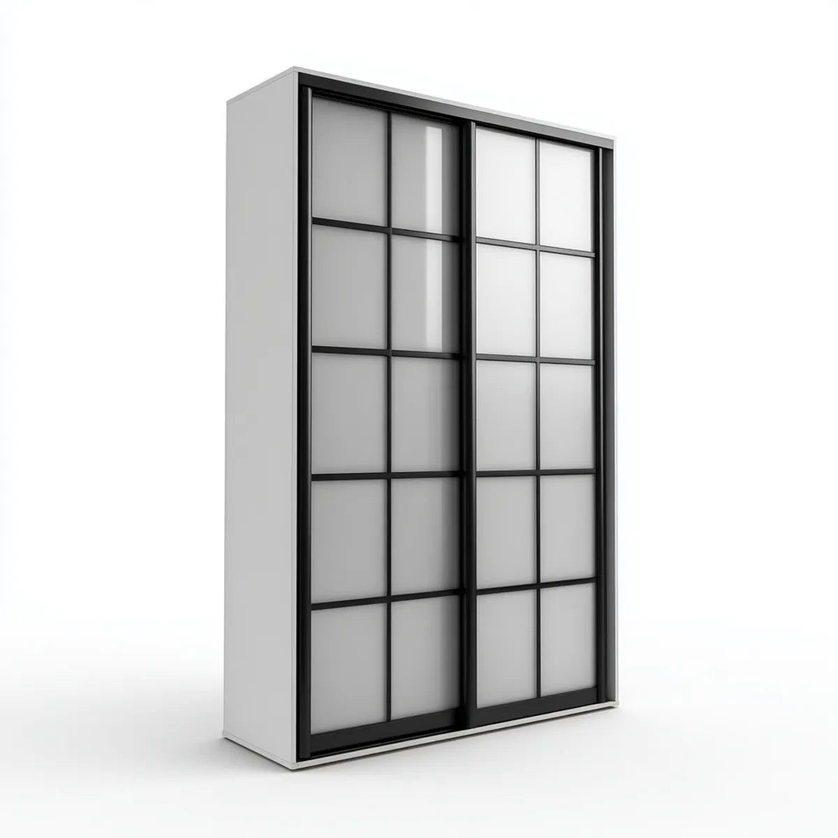 Szafa z 2 drzwi przesuwne czarno-białe 120 x 60 x 200 cm w prostokątnym panelu melaminy
