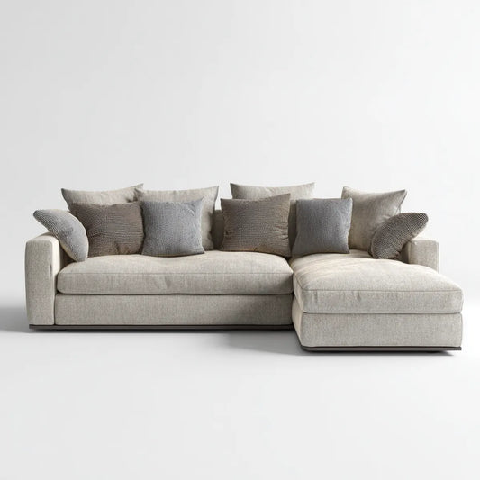 Sofa, Kanapa narożna z profilem L szezlongiem beige 280 x 170 x 85 cm