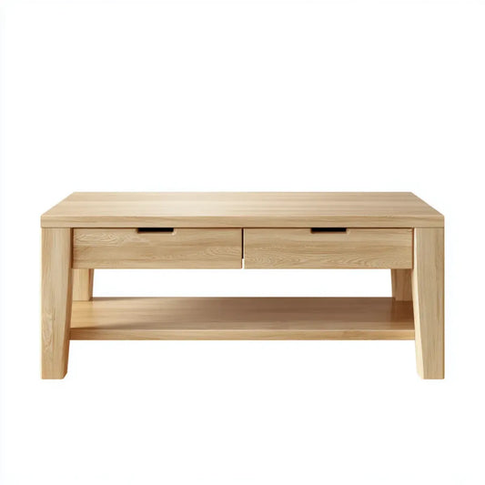 Stolik kawowy Przyroda 110 x 60 x 45 cm z dębu stałego prostokątnego z 2 szufladami i magazynem