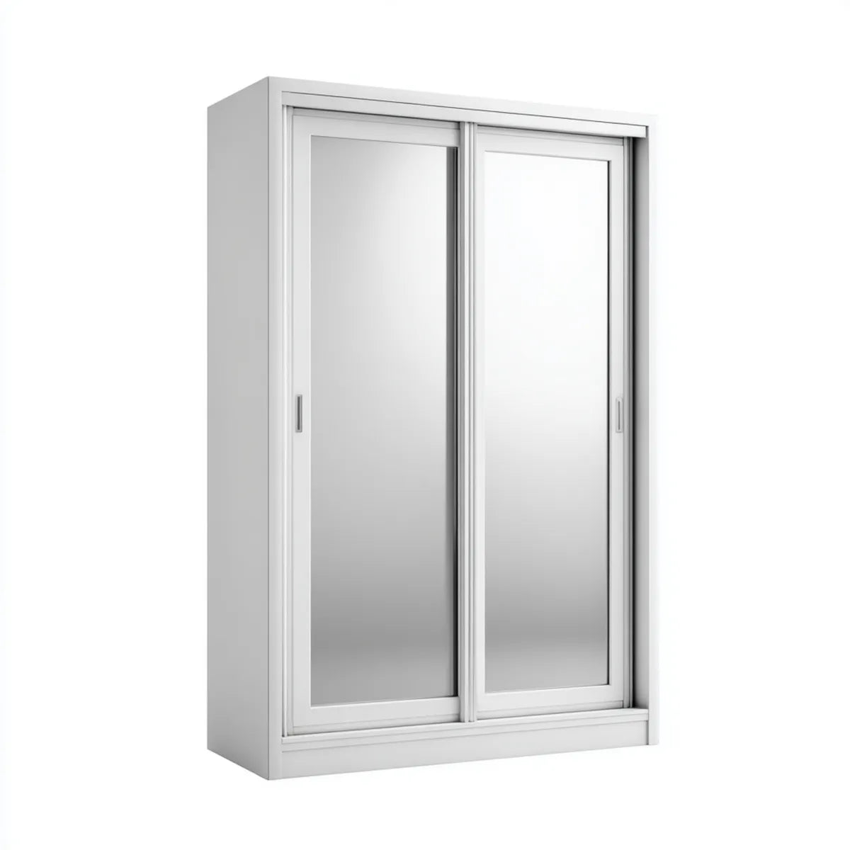 Szafa biała z 2 drzwiami przesuwnymi lusterko 120 x 60 x 200 cm w prostokątnej płyty wiórowej melaminy