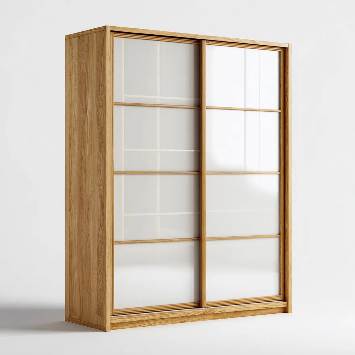 Szafa przesuwana 2 drzwi dębu naturalnego i białego 120 x 60 x 200 cm prostokątnego MDF