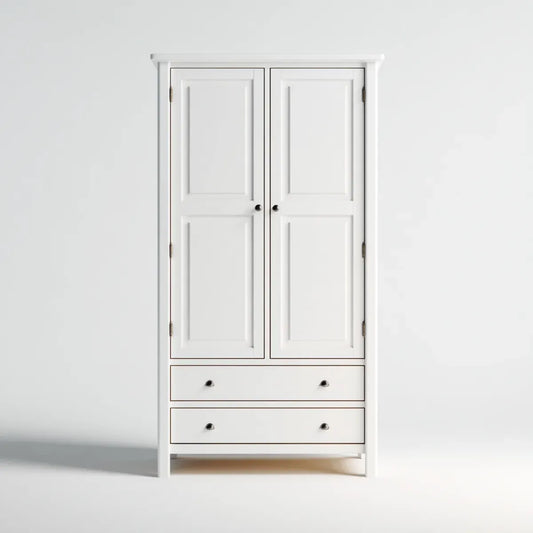 Szafa biała 100 x 55 x 200 cm w prostokątnym MDF z 2 drzwiami i 2 szufladami