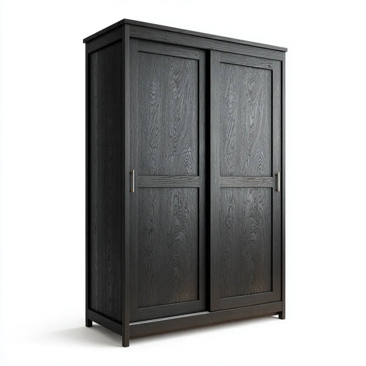 Szafa 2-drzwiowa przesuwne czarne 120 x 60 x 200 cm w prostokątnym MDF
