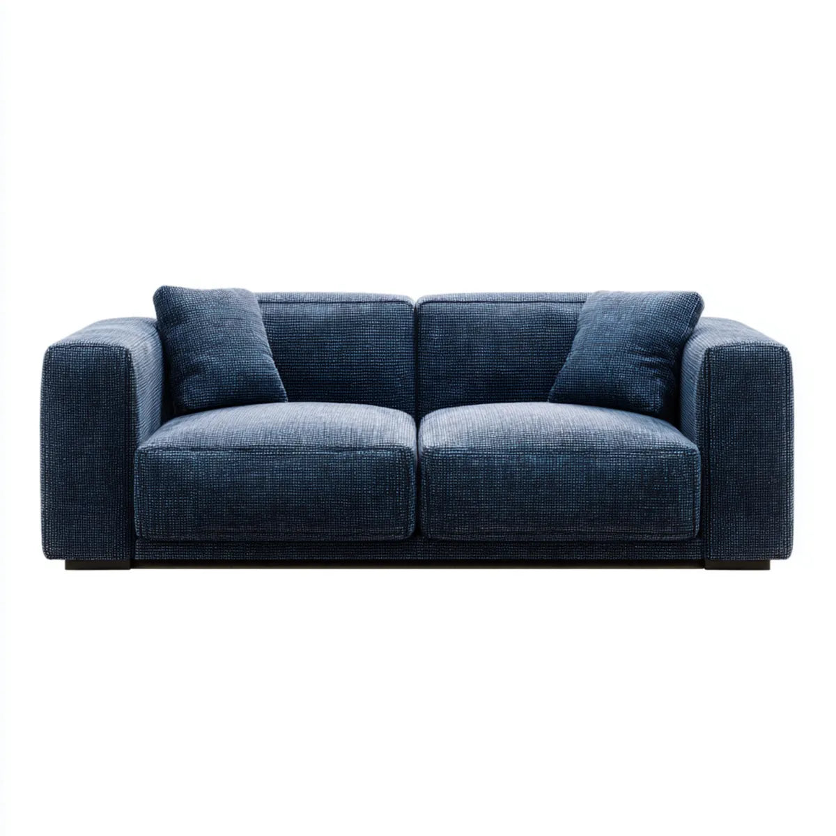 Sofa, 2 fotela ciemnoniebieski 180 x 90 x 85 cm tkane poliestrowe prostokątne kształt z 2 poduszki