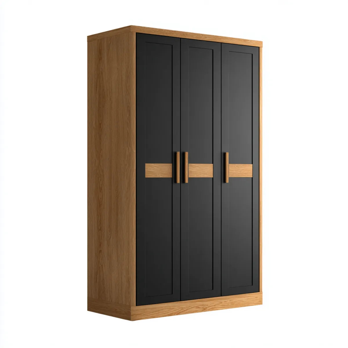 Szafa na szafy 3 czarne drzwi i dąb 120 x 52 x 200 cm w prostokątnym MDF
