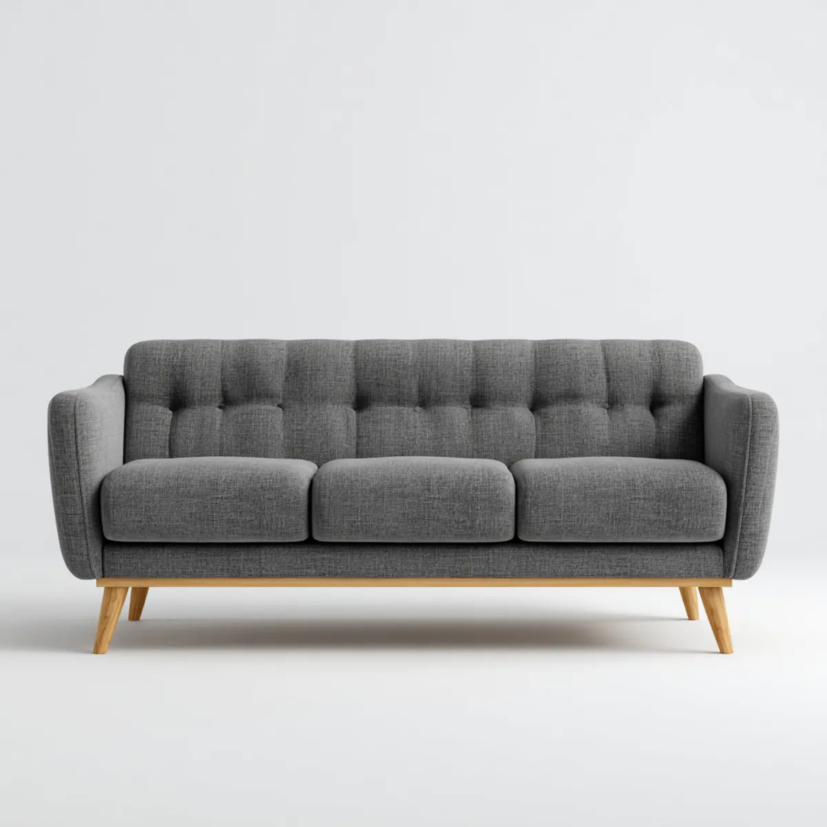 Sofa, 3-fotela Ciemny szary 210 x 85 x 85 cm poliester lite drewno prostokątne