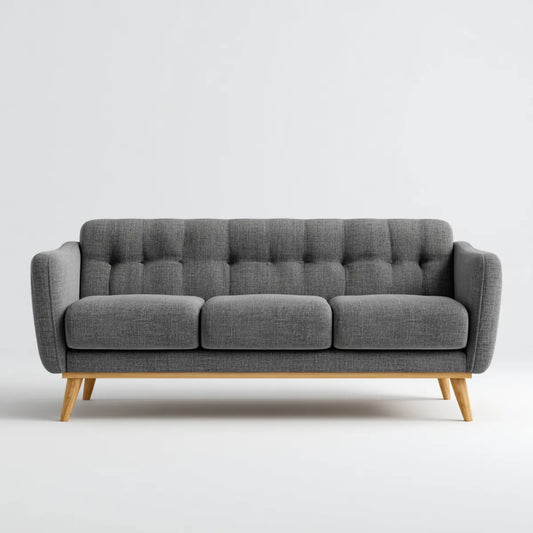 Sofa, 3-fotela Ciemny szary 210 x 85 x 85 cm poliester lite drewno prostokątne