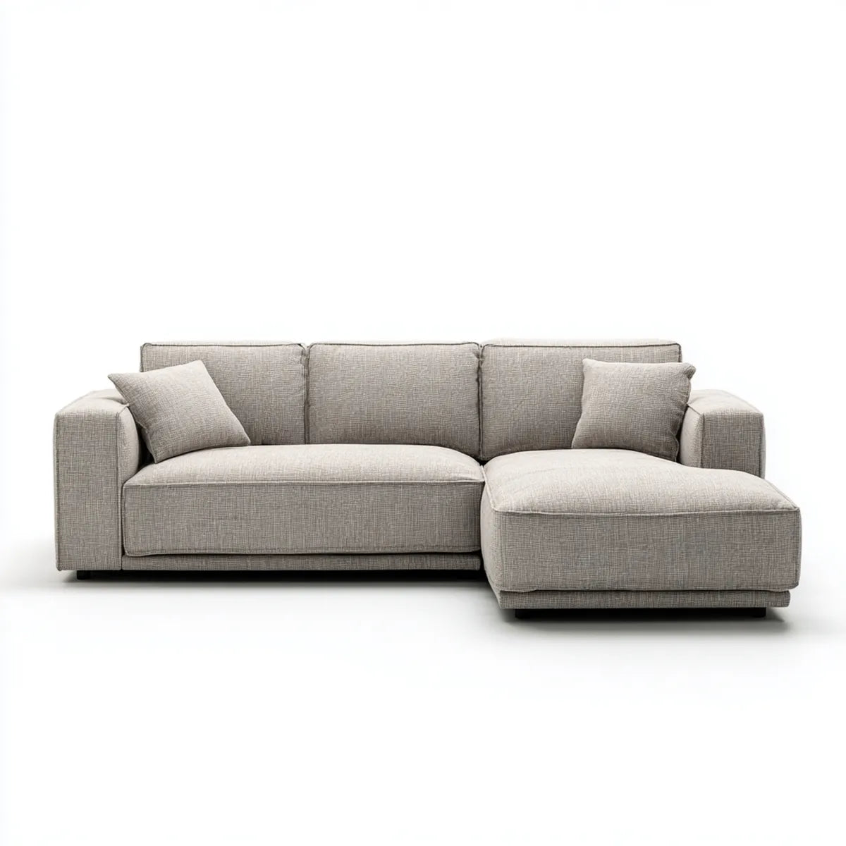 Sofa, Kanapa narożna z recyrem na prawej szarej, szarej, 280 x 160 x 85 cm poliestrowej tkaniny tkackiej 3-fotelik