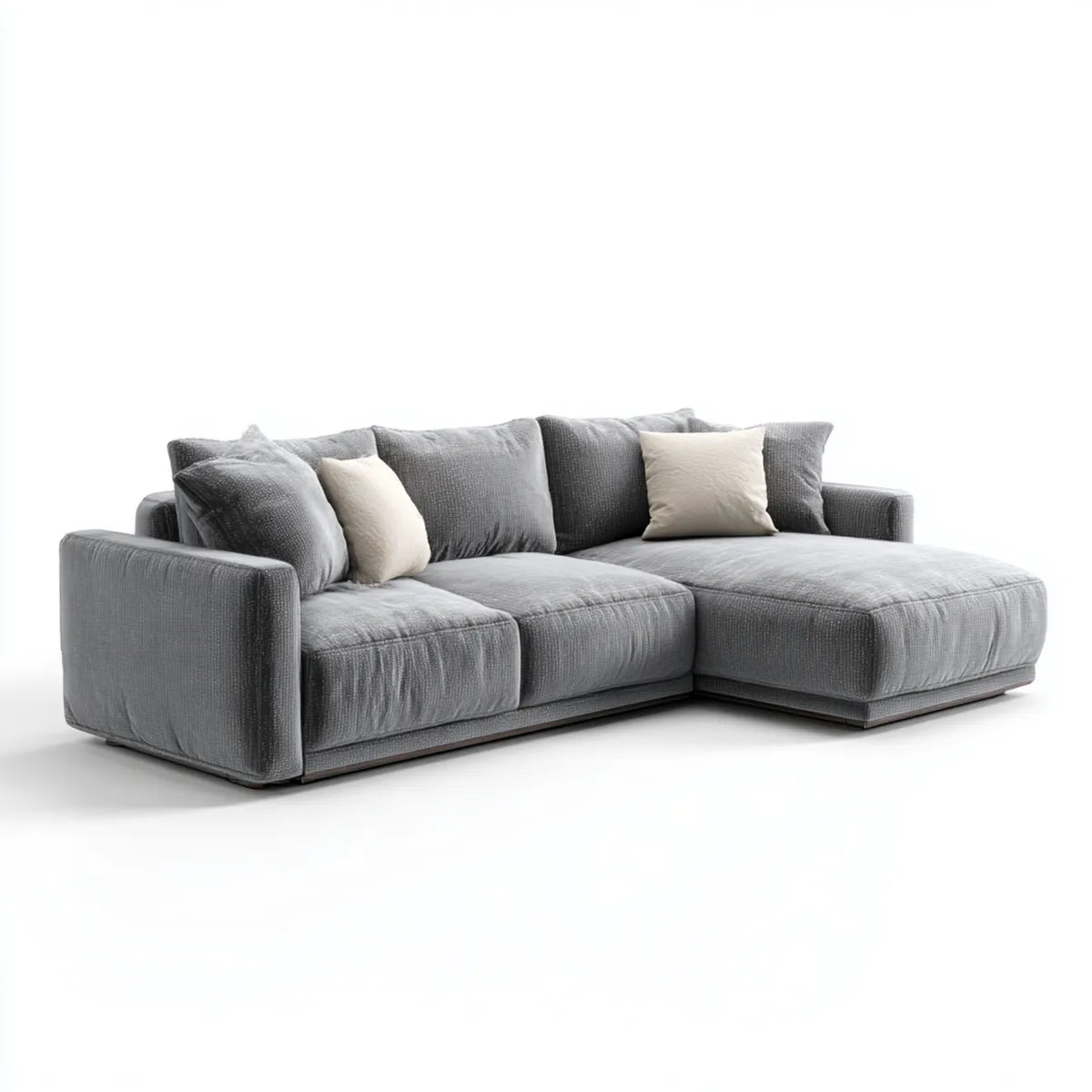 Sofa narożna szara z wkładką 280 x 170 x 82 cm poliestrowa warstwa z poduszką z pianki