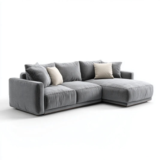 Sofa narożna szara z wkładką 280 x 170 x 82 cm poliestrowa warstwa z poduszką z pianki