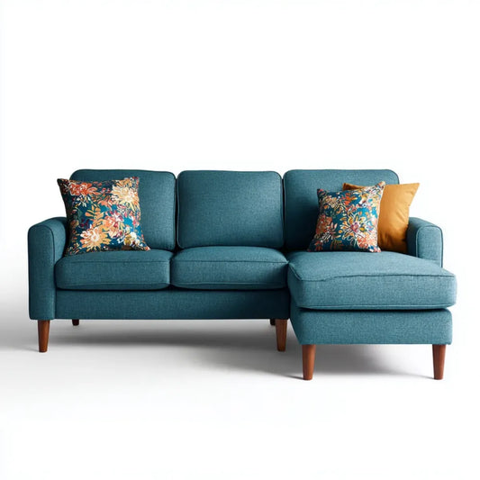 Sofa, Kanapa narożna z prawym recyrkulatorem Benzyna 220 x 150 x 85 cm poliestrowy prostokątna