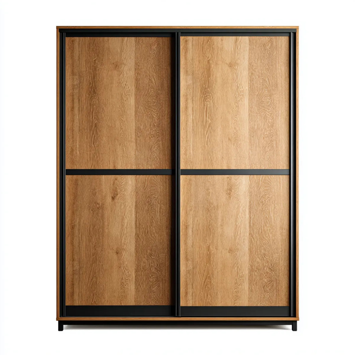 Szafa z 2 drzwiami przesuwnymi dębu i czarny 120 x 60 x 200 cm w prostokątnym panelu MDF