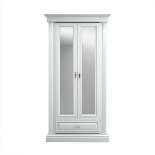 Szafa na Szafa 2-drzwiowa z białym lustrem 100 x 55 x 220 cm w prostokątnym MDF