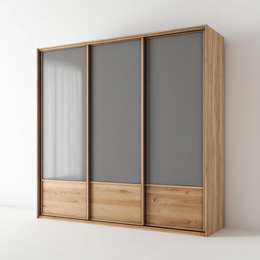 Szafa 3-drzwiowa przesuwne dęb naturalny 180 x 60 x 220 cm panele w prostokątnej melaminy