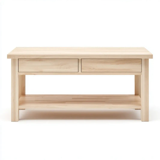 Stolik kawowy Przyroda 110 x 55 x 50 cm Masywne drewno sosnowe prostokątne z 2 szufladami i półką