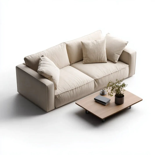 Sofa, 3-osobowa kanapa beżowa 220 x 95 x 78 cm poliester prostokątna