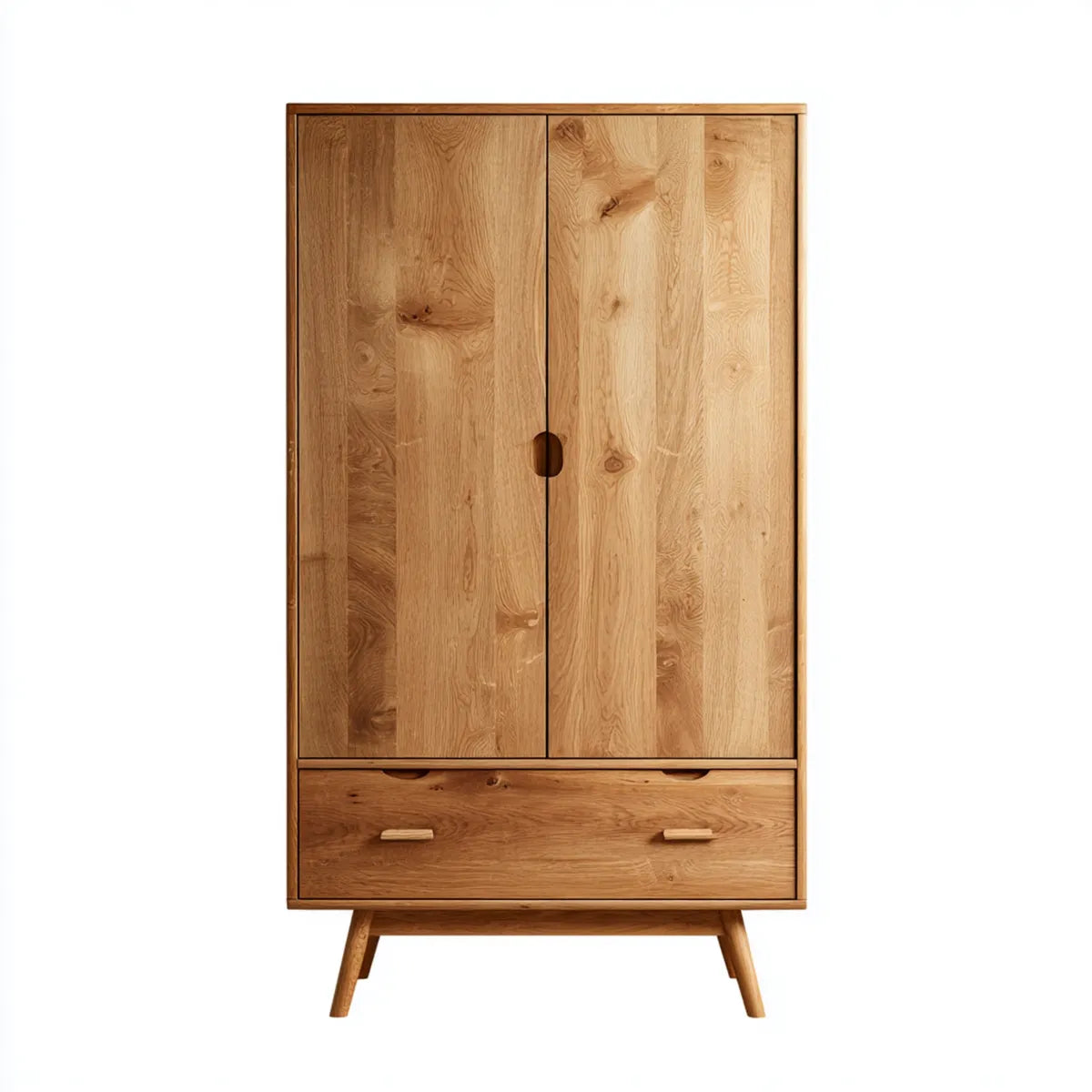 Szafa w naturalnym dębie litym z 2 drzwiami 1 szuflada prostokątna kształt 100 x 55 x 190 cm