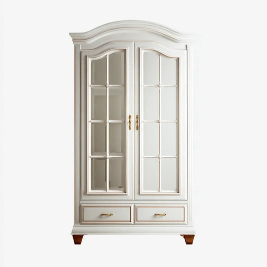 Szafa 2-drzwiowa białe i złoto szkło 100 x 50 x 200 cm prostokątne MDF