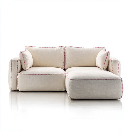 Sofa, 2 fotela prostokątna beżowa sofa 210 x 100 x 85 cm poliester