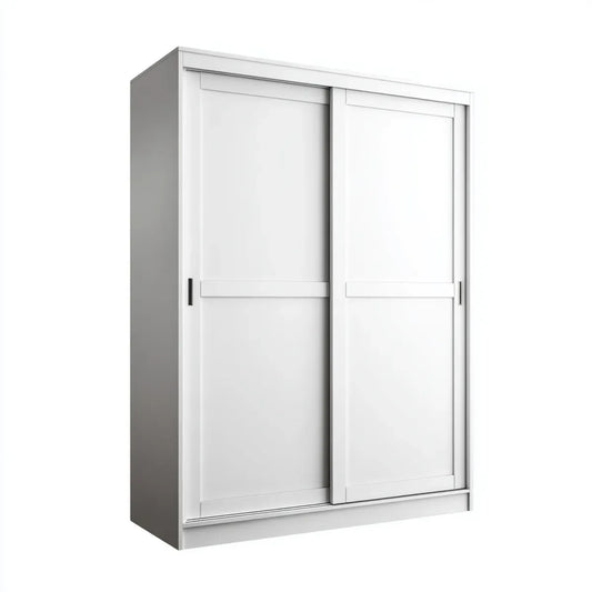 Szafa biała szafa 120 x 60 x 200 cm w tablicach wiórowych z 2 prostokątnymi drzwiami przesuwnymi