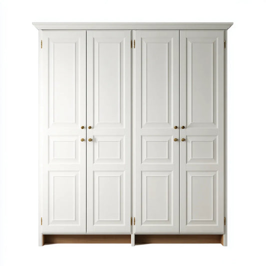 Szafa 4-drzwiowa białe 200 x 60 x 220 cm w MDF i prostokątne drewno lite
