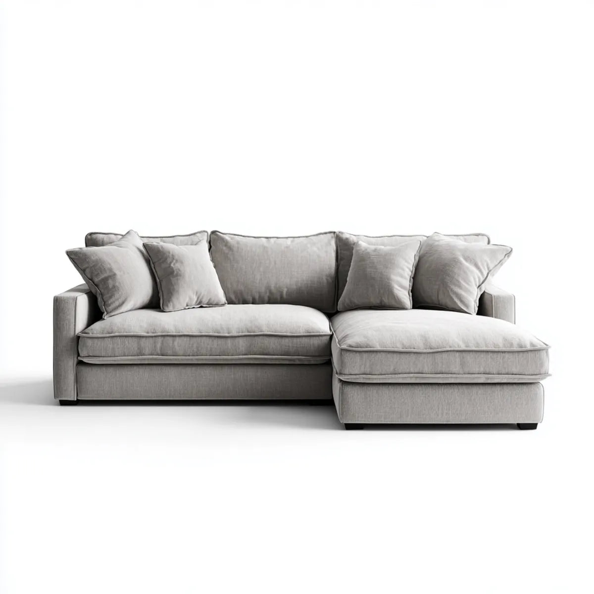 Sofa, 4 fotela poliestrowa szara sofa o kącie prostym 250 x 160 x 85 cm