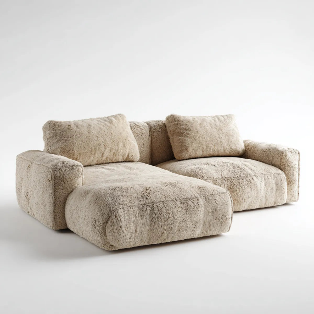 Sofa, Beżowa kanapa narożna z recyrem wykonanym w 100% ze sztucznej skóry poliestrowej w kształcie litery 220 x 150 x 75 cm