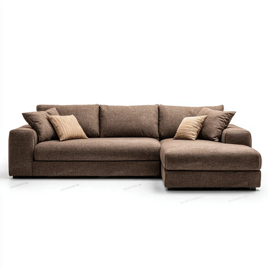 Sofa, Kanapa narożna z rekamierem w prawo Brązowy 270 x 160 x 85 cm poliester kształt litery L