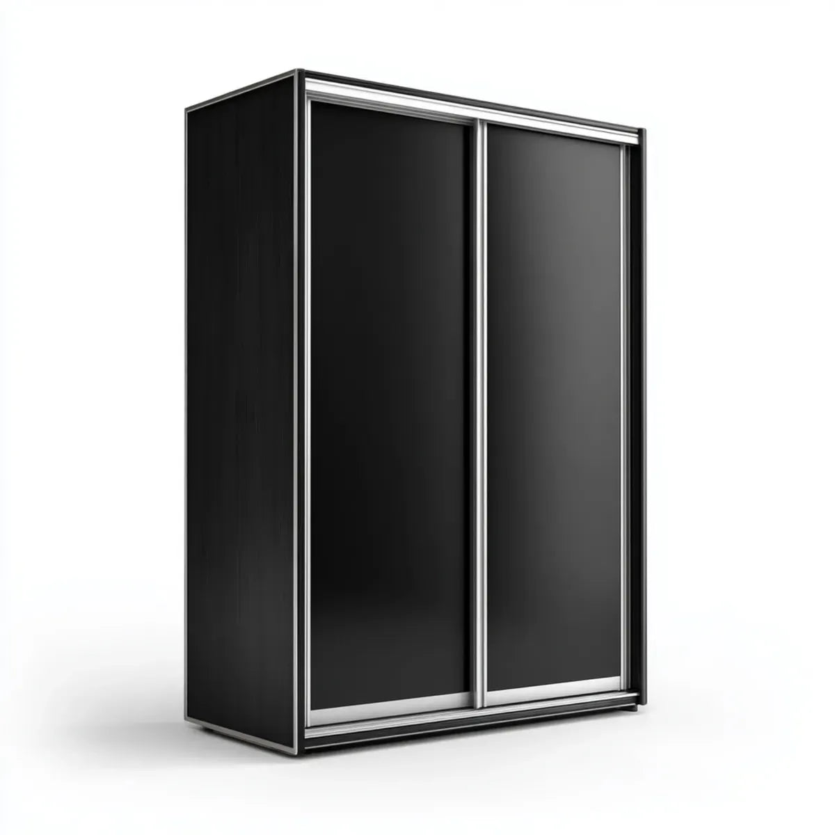 Szafa z 2 drzwiami przesuwnymi czarny 160 x 60 x 220 cm MDF i prostokątna aluminium
