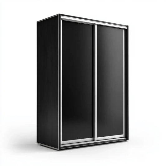 Szafa z 2 drzwiami przesuwnymi czarny 160 x 60 x 220 cm MDF i prostokątna aluminium