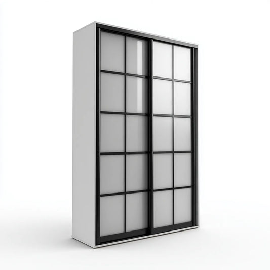Szafa z 2 drzwi przesuwne czarno-białe 120 x 60 x 200 cm w prostokątnym panelu melaminy